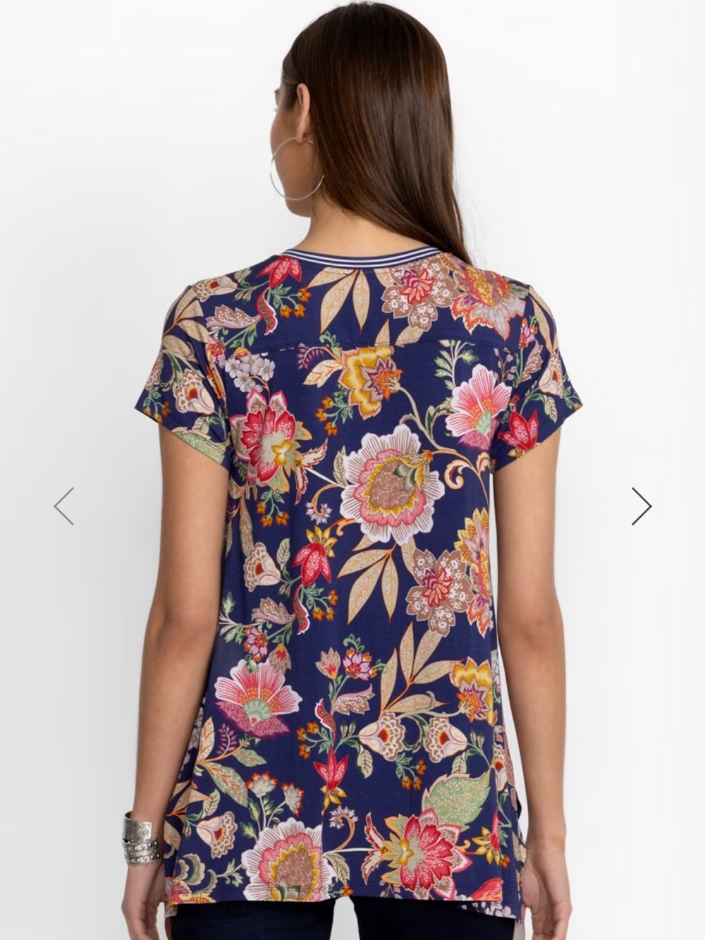 Johnny Was The Janie Favorite Drape Tunic Vivienne Vo Navy Floral V-Neck Large - Picture 4 of 14